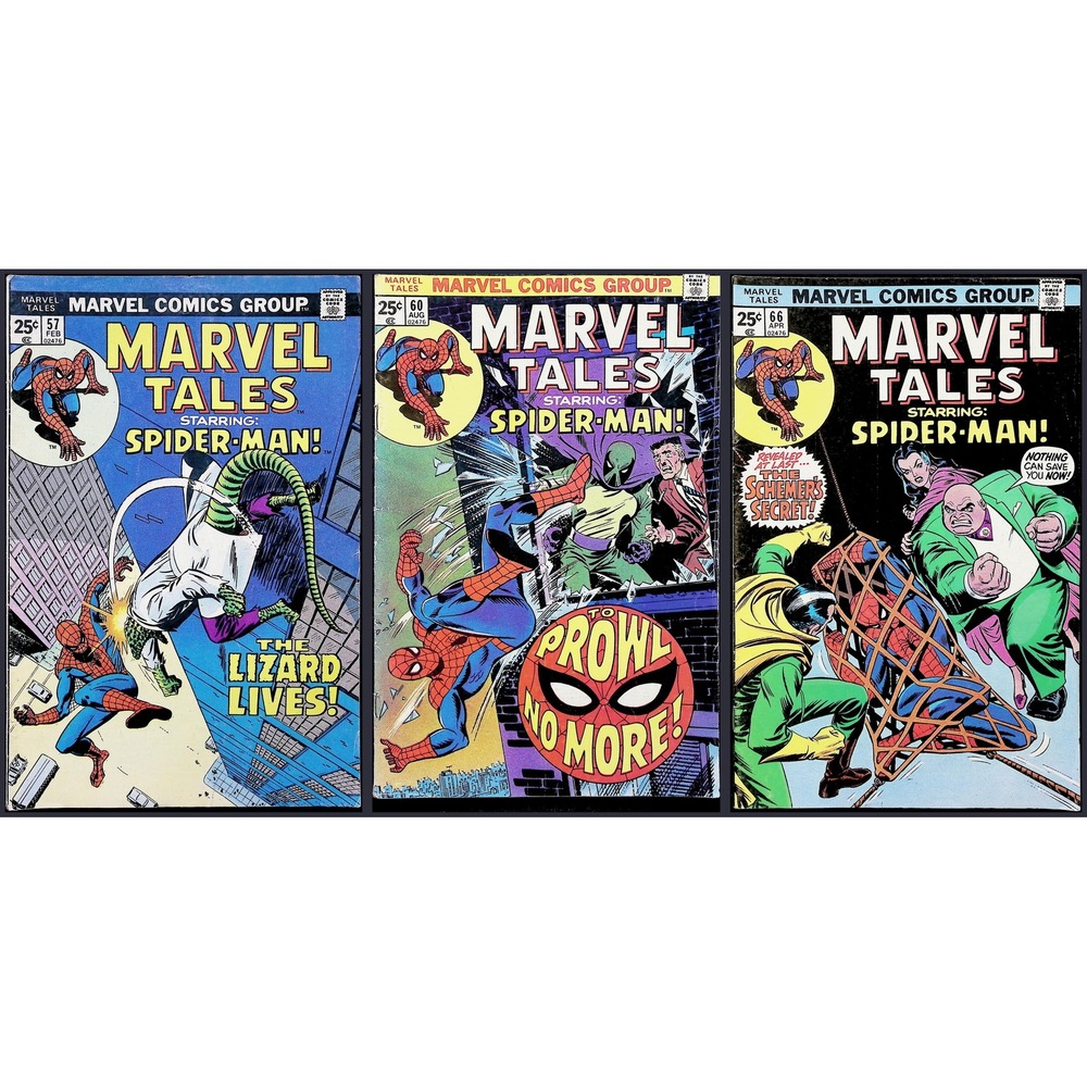 Marvel Tales 3X Comic Lot #57 60 66 Lizard Prowler Kingpin Spider-Man Marvel